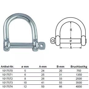 D Shackle “Wide Form” Stainless Steel