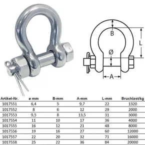 Round Shackle with Anchor Lock Stainless Steel